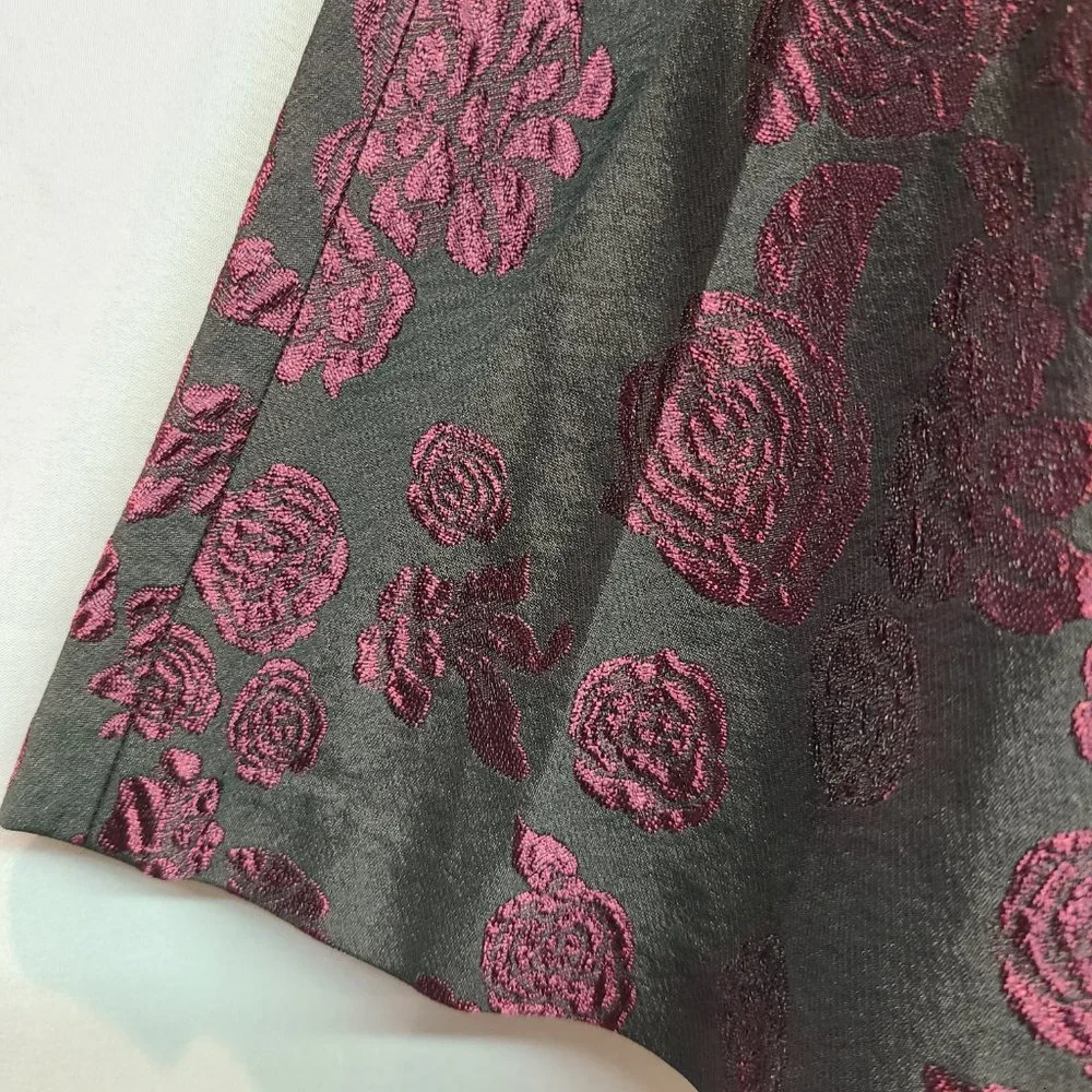 Club Monaco Skirt Womens 4 Skater Fit Flare Floral Black Purple - Picture 2 of 7